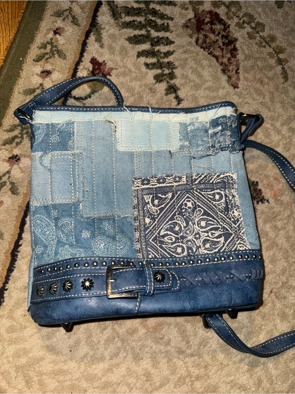 Montana West Denim Patchwork Crossbody Bag - Blue